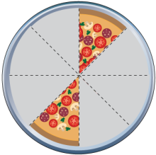 Math Clip Art--Equivalent Fractions Pizza Slices--Two Eighths D