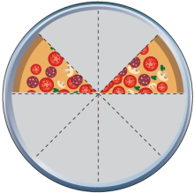 Math Clip Art--Equivalent Fractions Pizza Slices--Two Eighths E