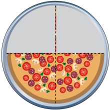 Math Clip Art--Equivalent Fractions Pizza Slices--Two Fourths A