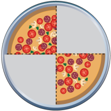 Math Clip Art--Equivalent Fractions Pizza Slices--Two Fourths C