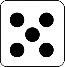Math Clip Art--Dice and Number Models--Single Die with 5 Showing