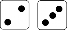 Math Clip Art--Dice and Number Models--Two Dice with 5 Showing, B