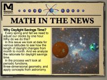 Math in the News: Issue 49--Why Daylight Savings Time?