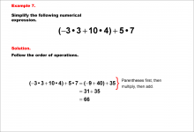 Math Example--Numerical Expressions--Order of Operations--Example 07