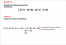 Math Example--Numerical Expressions--Order of Operations--Example 11