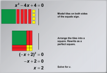 Math Example: Solving Quadratic Equations with Algebra Tiles--Example 5