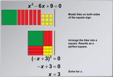 Math Example: Solving Quadratic Equations with Algebra Tiles--Example 6