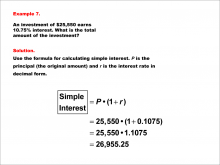 Math Example--Math of Money--Simple Interest--Example 7