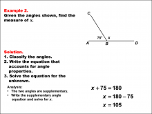 Math Example--Solving Equations--Solving Equations Using Angle Properties: Example 2