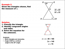 Math Example--Solving Equations--Solving Equations Using Triangle Properties: Example 2