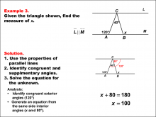 Math Example--Solving Equations--Solving Equations Using Triangle Properties: Example 3