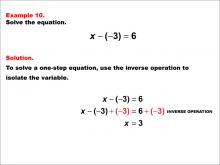 Math Example: Solving One-Step Equations: Example 10