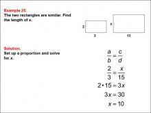 Math Example--Ratios, Proportions, and Percents--Solving Proportions: Example 25