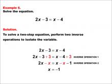 Math Example: Solving Two-Step Equations: Example 6