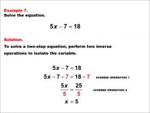 Math Example: Solving Two-Step Equations: Example 7
