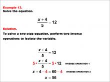 Math Example: Solving Two-Step Equations: Example 13