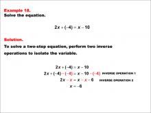 Math Example: Solving Two-Step Equations: Example 18
