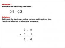 Math Example--Decimal Concepts--Subtracting Decimals: Example 1