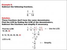 Math Example: Fraction Operations--Subtracting Fractions Example 6