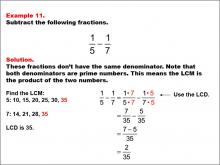 Math Example: Fraction Operations--Subtracting Fractions Example 11