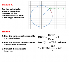 Math Example--Angle Concepts--Using Trig Ratios to Measure Radians--Example 1