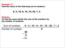 Math Example--Measures of Central Tendency--Mean: Example 11