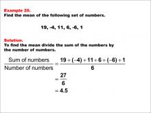 Math Example--Measures of Central Tendency--Mean: Example 20