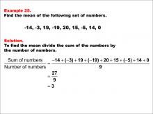 Math Example--Measures of Central Tendency--Mean: Example 25