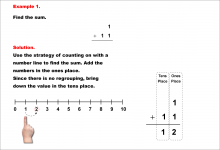 Math Example--Arithmetic--Two-Digit Sums to 20 (No Regrouping)--Example 1