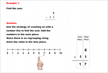Math Example--Arithmetic--Two-Digit Sums to 20 (No Regrouping)--Example 7