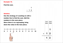 Math Example--Arithmetic--Two-Digit Sums to 20 (No Regrouping)--Example 10