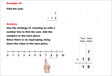 Math Example--Arithmetic--Two-Digit Sums to 20 (No Regrouping)--Example 16