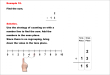 Math Example--Arithmetic--Two-Digit Sums to 20 (No Regrouping)--Example 18