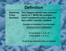 Video Definition 33--Primes and Composites--Relatively Prime Numbers